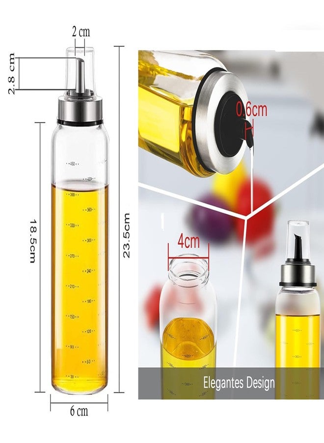 باسكيتي وعاء توزيع زيت الزيتون من زجاج البوروسيليكات من باسكتي مع غطاء، مناسب للمطبخ، المقلاة الهوائية، الشواء، بفتحة واسعة - 500 مل، قطعتان، أبيض - Image 2